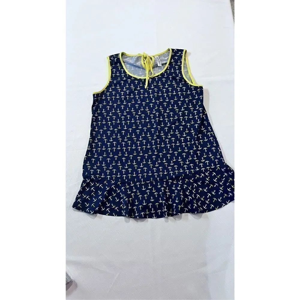 PerSeption Concept Women's Patterened Peplum Blouse Top Navy Blue Size Small